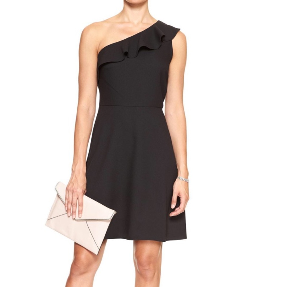 LBD Banana Republic one shoulder dress.